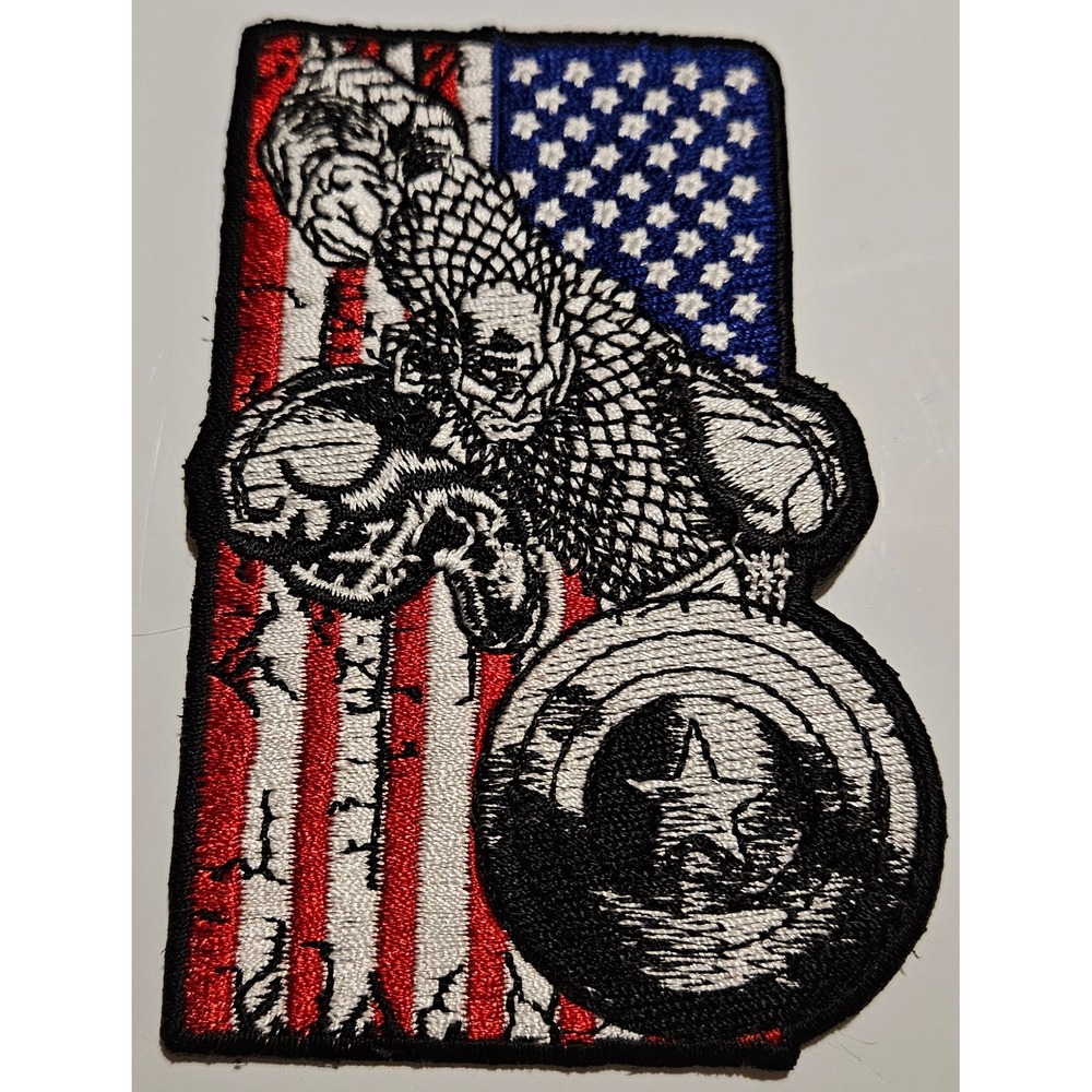American Flag Captain America Superhero‎ Biker Embroidered Iron On Patch